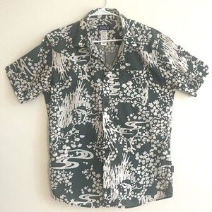 Patagonia Harvest Organic Cotton Button Down Shirt, Men’s Large Green & Cream